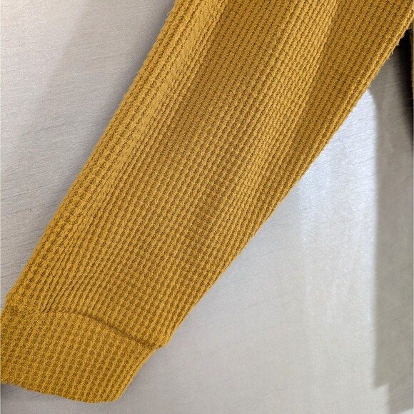 Workshop Republic Women's Top 2X Mustard Yellow V-Neck Long Sleeve Waffle Tee - Picture 8 of 13